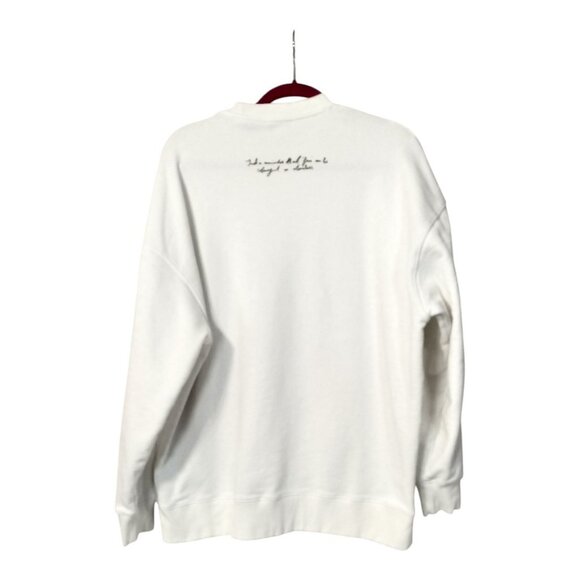 COS Women's White Word Art Poem Pullover Crewneck Sweatshirt Size M/L Love Pride - Picture 2 of 10
